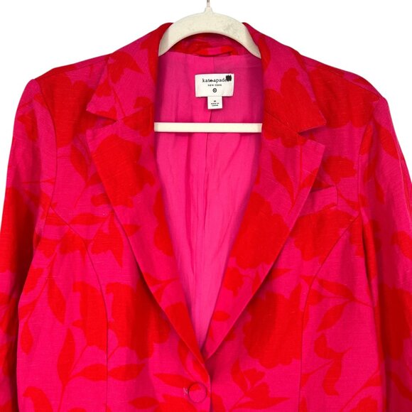 Kate Spade X Target Classic Rose Linen Blazer Fuchsia Pink Red Size Medium - Picture 2 of 14